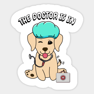 Cute retriever dog is a doctor Sticker